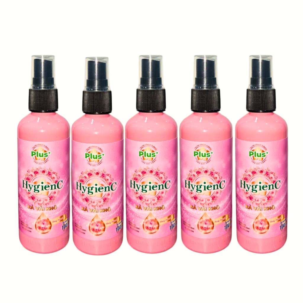 [MỚI RA MẮT] Combo 5 Chai Xịt Xả Vải Khô HygienC Plus 100ml/Chai - Hương Hoa Hồng (Dịu Dàng)