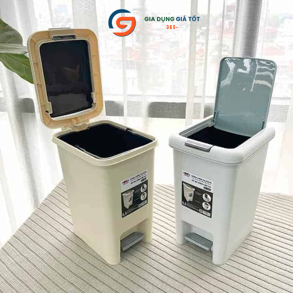 Thùng rác đạp chân nhựa có nắp 6.5L 10L 15L, thùng đựng rác chống mùi cho nhà bếp, toilet, văn phòng