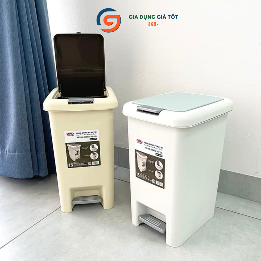 Thùng rác đạp chân nhựa có nắp 6.5L 10L 15L, thùng đựng rác chống mùi cho nhà bếp, toilet, văn phòng