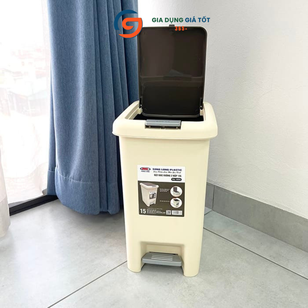 Thùng rác đạp chân nhựa có nắp 6.5L 10L 15L, thùng đựng rác chống mùi cho nhà bếp, toilet, văn phòng