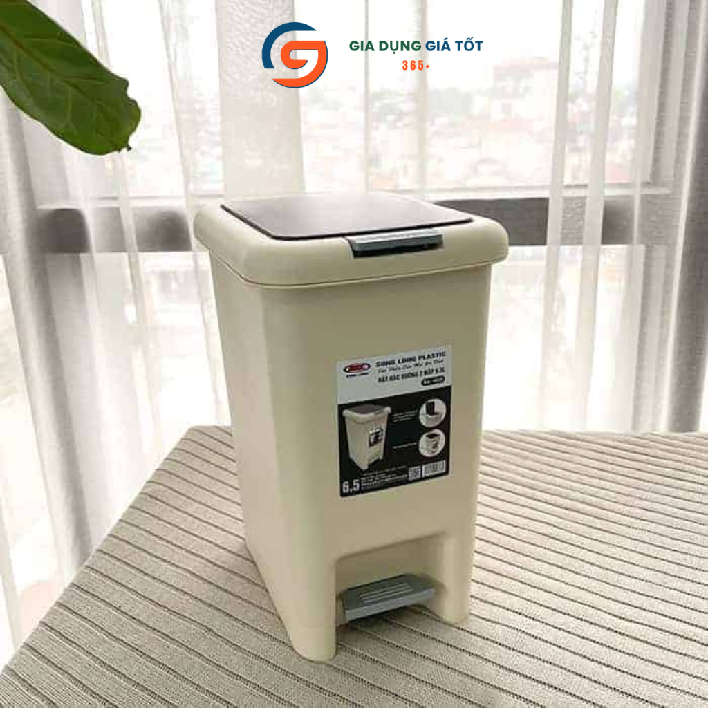 Thùng rác đạp chân nhựa có nắp 6.5L 10L 15L, thùng đựng rác chống mùi cho nhà bếp, toilet, văn phòng