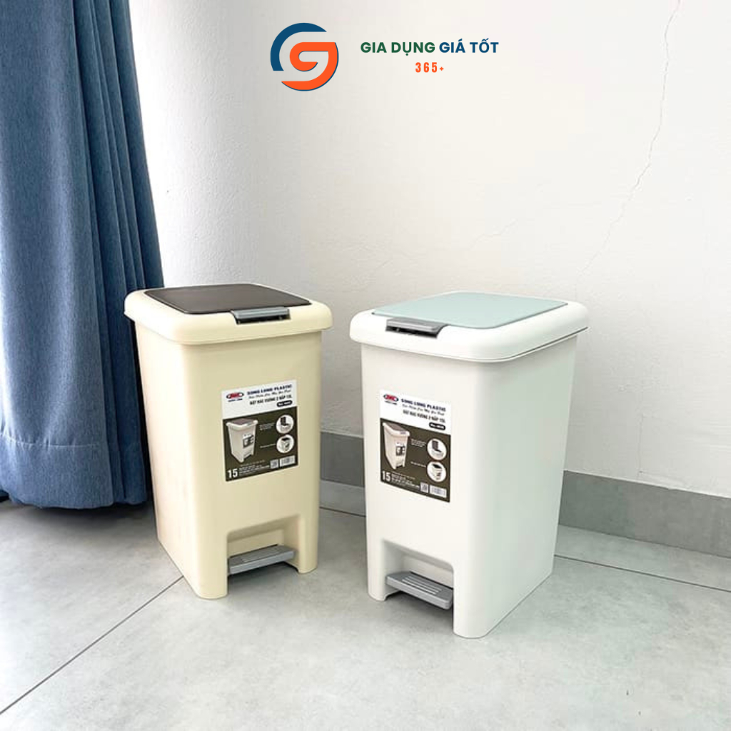 Thùng rác đạp chân nhựa có nắp 6.5L 10L 15L, thùng đựng rác chống mùi cho nhà bếp, toilet, văn phòng