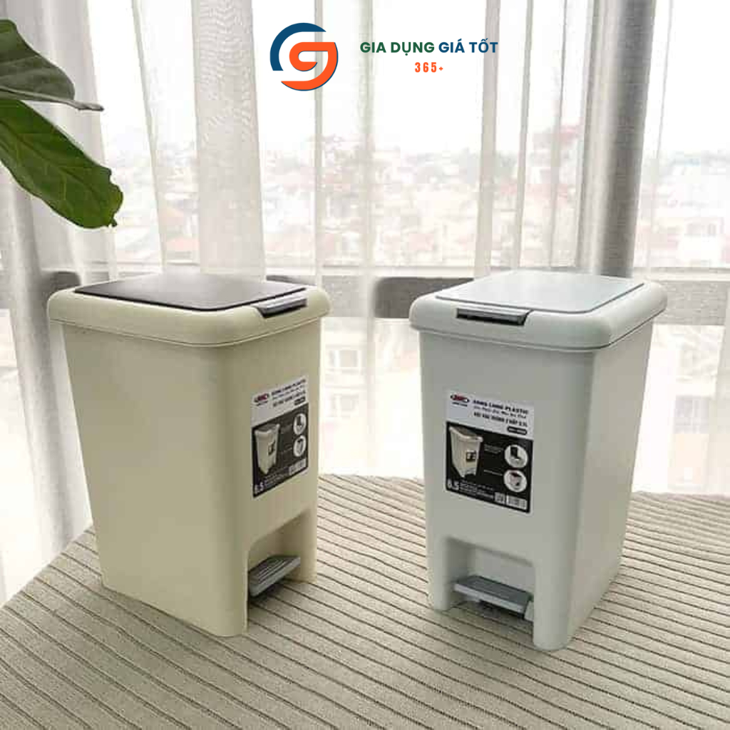 Thùng rác đạp chân nhựa có nắp 6.5L 10L 15L, thùng đựng rác chống mùi cho nhà bếp, toilet, văn phòng