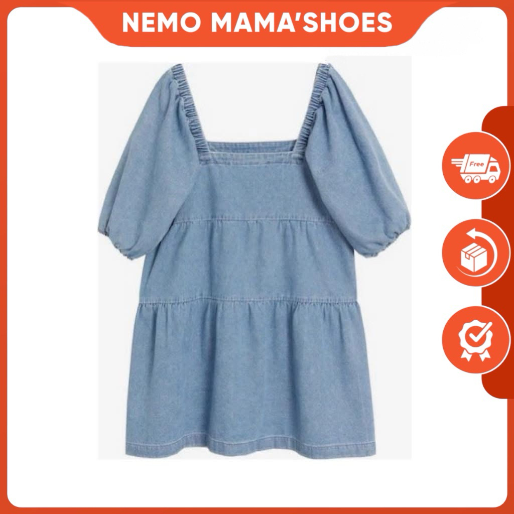 HUATEN&HNOWN ĐẦM BABYDOLL DENIM MỀM RŨ ĐÁNG YÊU (Q240608059)