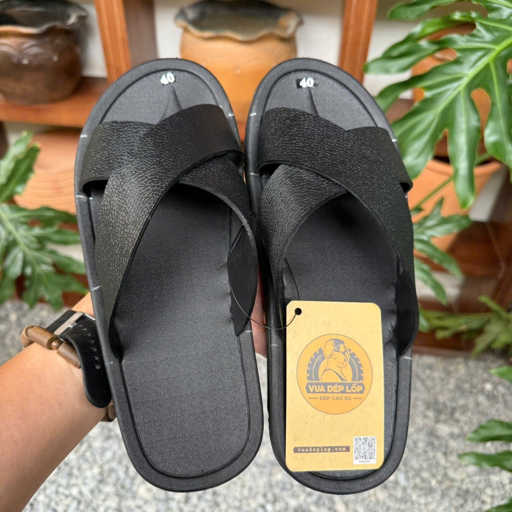 Dép cao su 2 quai chéo công nghệ mới(nhẹ, thoải mái 2.5cm), thủ công của Vua dép lốp Phạm Quang Xuân