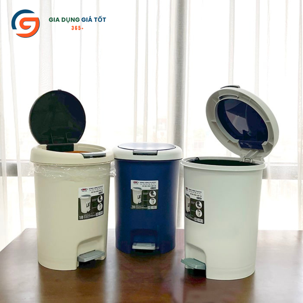 Thùng rác đạp chân 6.5L 10L Song Long có nắp kín, thùng rác mini để bếp, phòng ngủ, văn phòng
