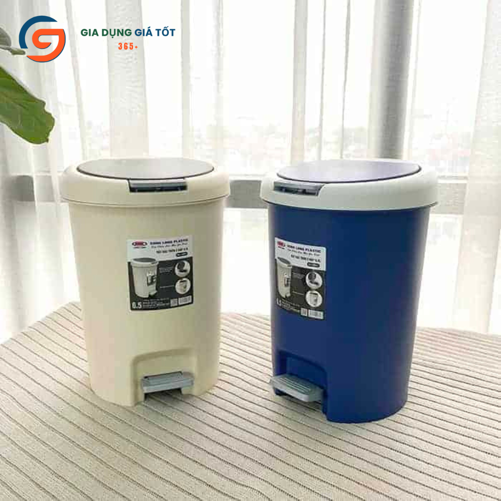 Thùng rác đạp chân 6.5L 10L Song Long có nắp kín, thùng rác mini để bếp, phòng ngủ, văn phòng