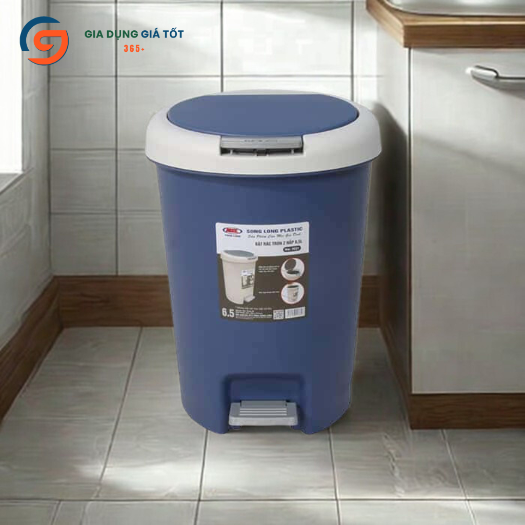 Thùng rác đạp chân 6.5L 10L Song Long có nắp kín, thùng rác mini để bếp, phòng ngủ, văn phòng