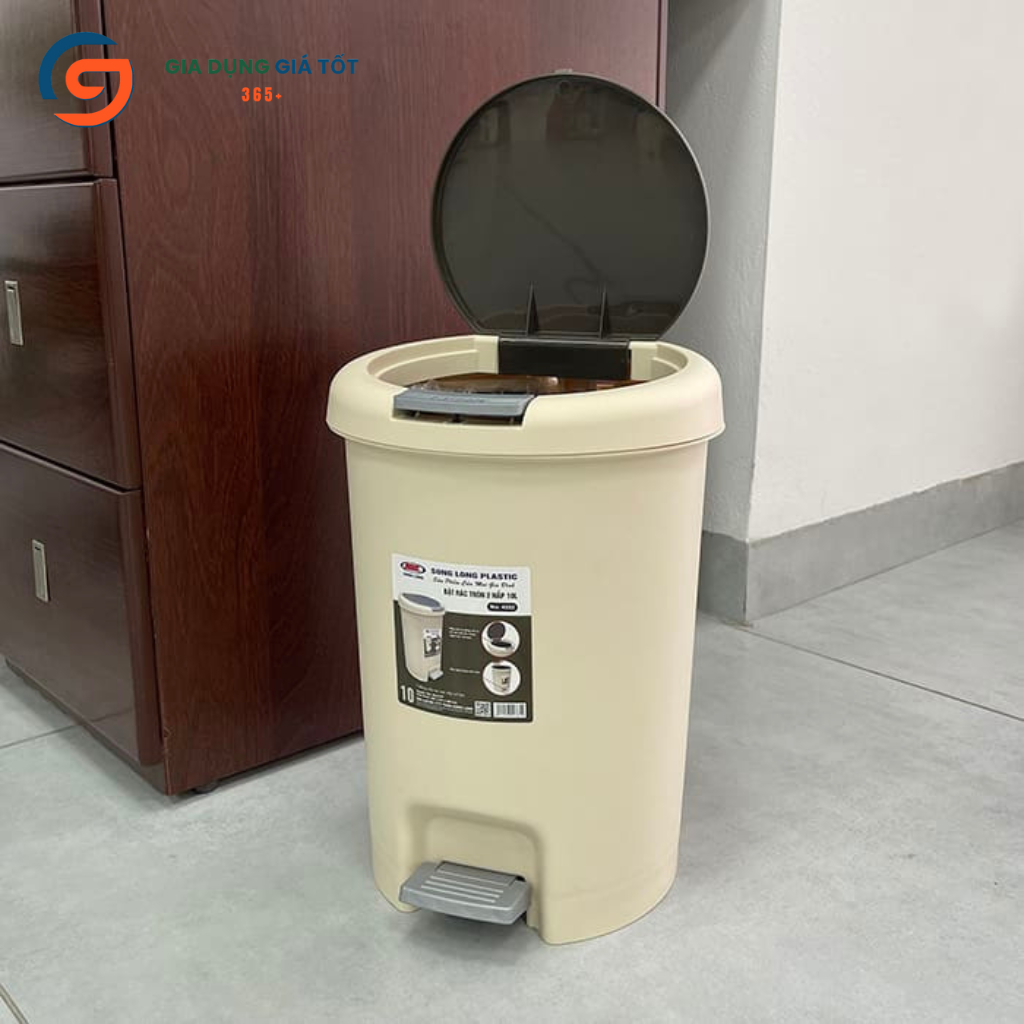 Thùng rác đạp chân 6.5L 10L Song Long có nắp kín, thùng rác mini để bếp, phòng ngủ, văn phòng