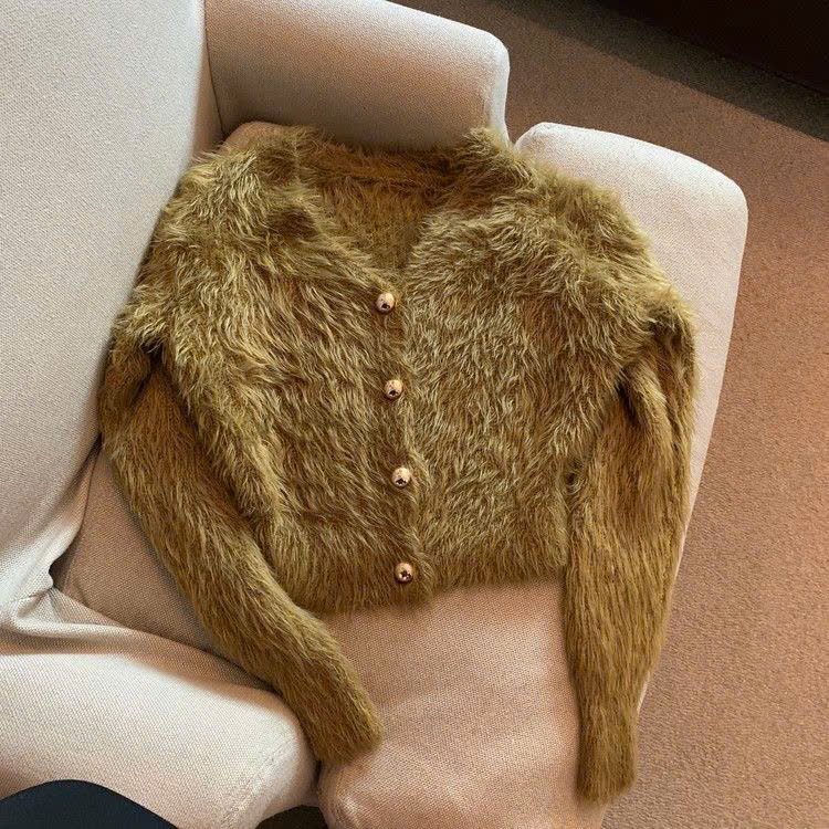 Áo khoác len cardigan nữ dáng croptop phối cúc vàng hàng QCCC xu hướng Hàn Quốc (CÓ BIG SIZE) BA SP25