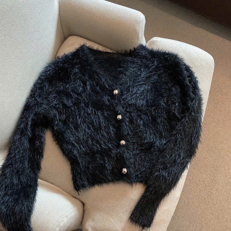 Áo khoác len cardigan nữ dáng croptop phối cúc vàng hàng QCCC xu hướng Hàn Quốc (CÓ BIG SIZE) BA SP25