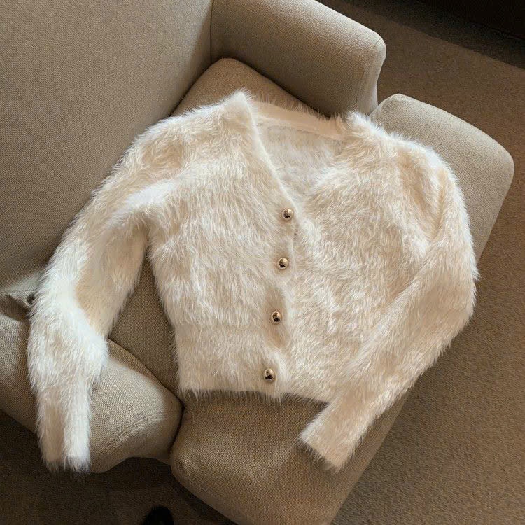 Áo khoác len cardigan nữ dáng croptop phối cúc vàng hàng QCCC xu hướng Hàn Quốc (CÓ BIG SIZE) BA SP25