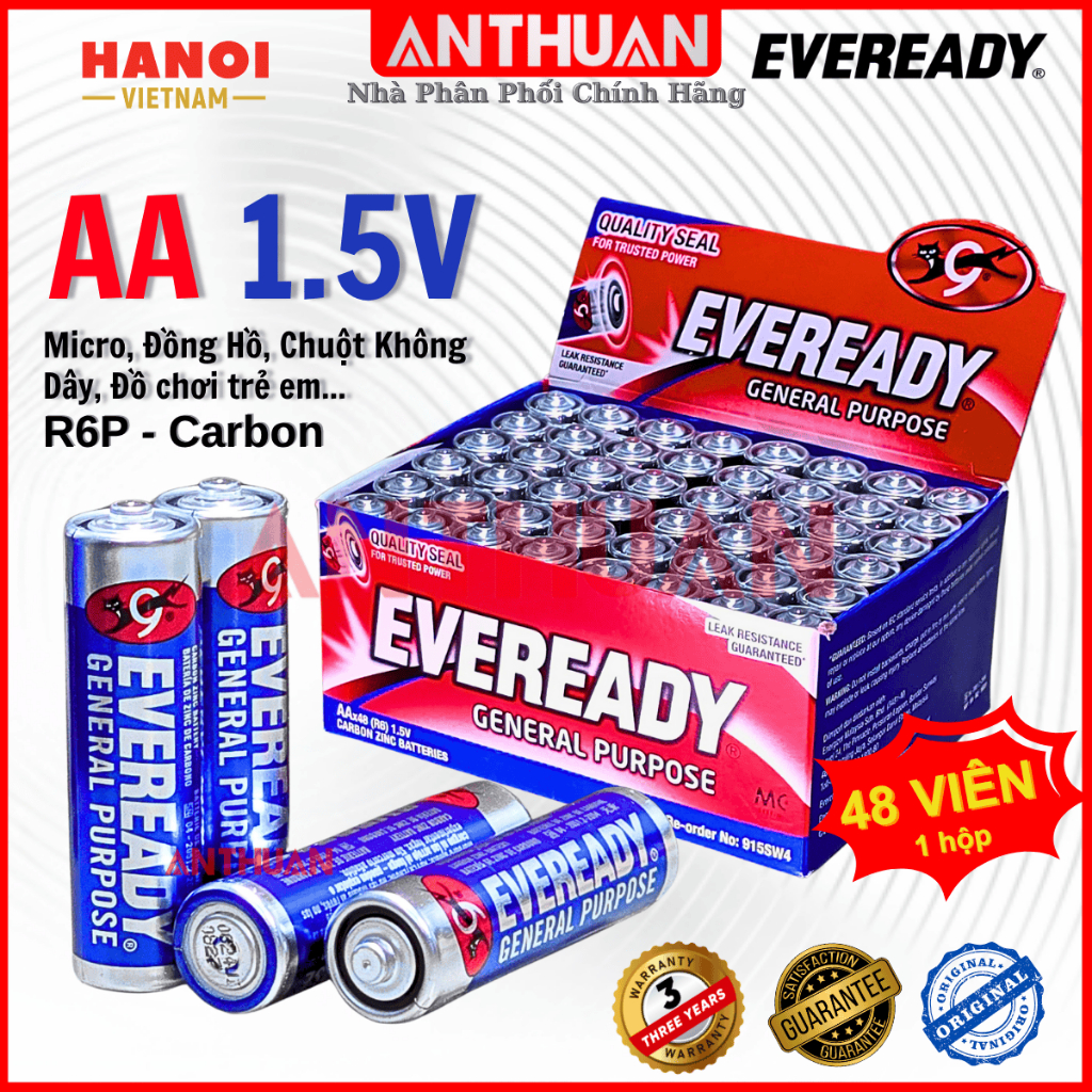 Pin Tiểu Eveready AA General Purpose - Hộp 48 viên Pin 2A 1.5V R6P cho ...