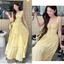 : Váy Maxi 2 Dây Form Xòe Hàng 2 Lớp Chun Nhúm Ngực, Chất Xốp Kẻ Mềm Nhẹ Viền Bèo Váy Đi Biển, Du Lịch Các Nàng Ơi