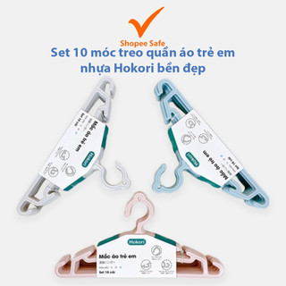 Set 10 móc treo quần áo trẻ em nhựa Hokori Việt Nhật bền đẹp tiện dụng MS: 2830 #A133