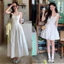 Váy Kaki Trắng 2 Dây Nhúm Ngực Ly Eo Chun Lưng Dễ Mặc 2 Form Ngắn Dài Váy Maxi Đi Biển, Du Lịch, Đi Chơi Lollaye