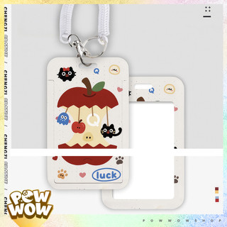 Bao Đựng Thẻ Nhân Viên Nhựa ABS Phong Cách Hoạ Tiết Trái Táo Apple Mèo Cat Cute Đáng Yêu