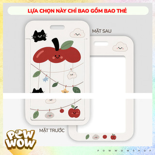 Bao Đựng Thẻ Nhân Viên Nhựa ABS Phong Cách Hoạ Tiết Trái Táo Apple Mèo Cat Cute Đáng Yêu