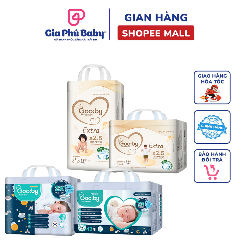 Tã/Bỉm dán và quần Gooby (ngày/đêm) siêu mỏng, siêu nhẹ, đủ size cho bé từ NB/S/M/L/XL/XXL/XXXL