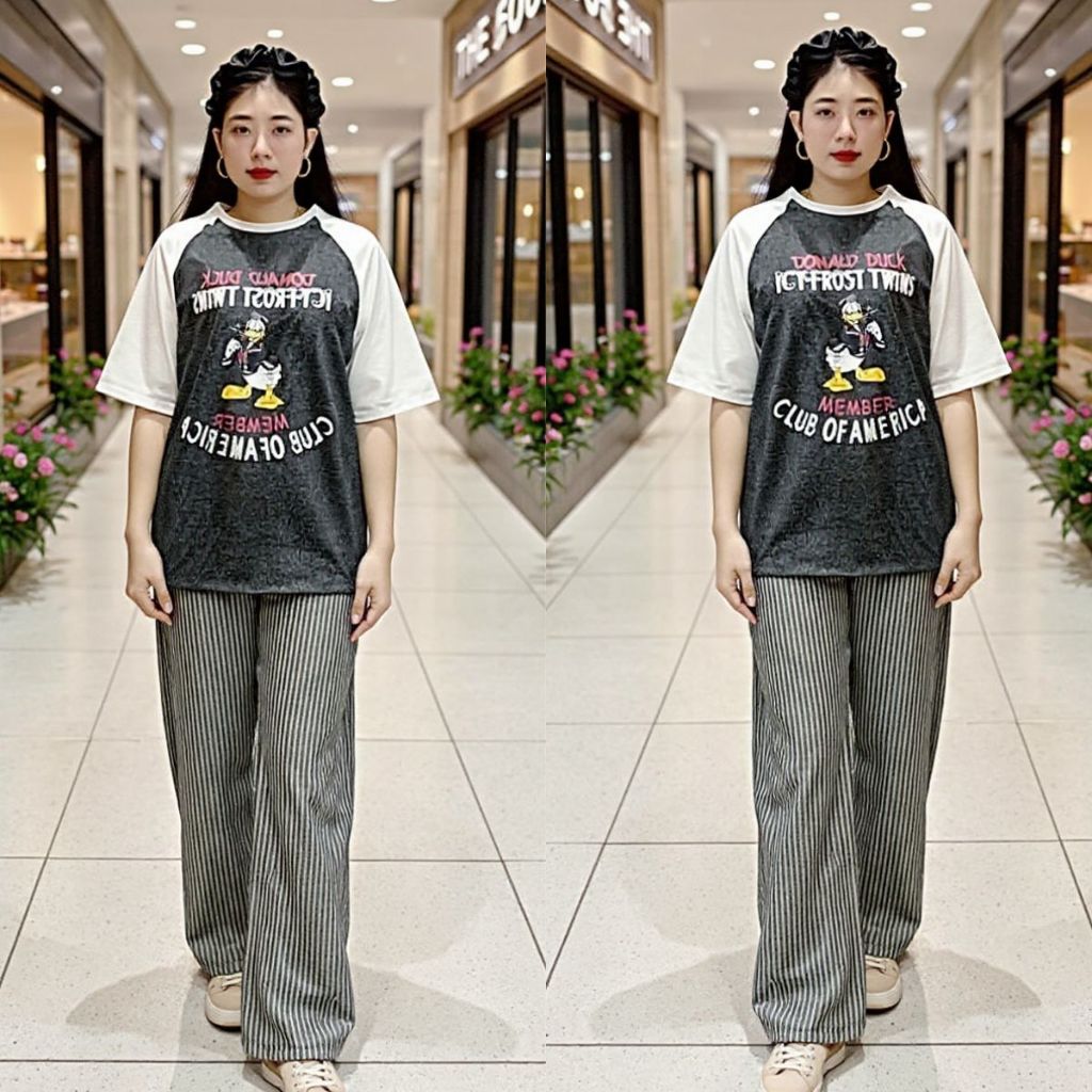 Đồ Bộ Nữ Mặc Nhà Quần Ống Rộng Cạp Cao Bigsize ESHOP Đồ Mặc Nhà Form Rộng Co Giãn Dễ Thương MS907