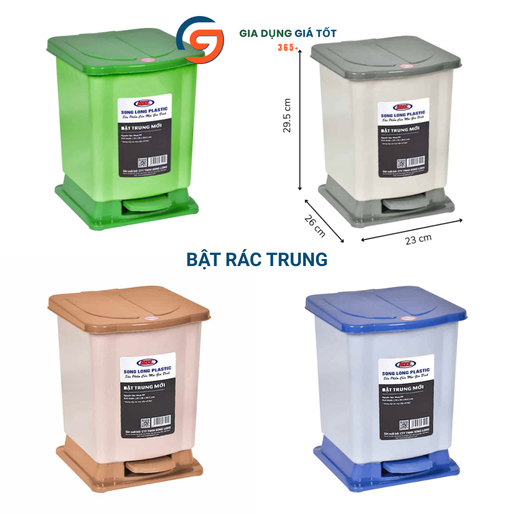 Thùng đựng rác có chân bật Song Long, thùng rác đạp chân nắp đậy kín, đựng rác nhà bếp, phòng khách