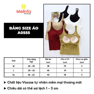 [XẢ KHO GIÁ SỐC] Áo hai dây nữ MELINFA cao cấp có đệm ngực chất vải Viscose tự nhiên mã VAA0555