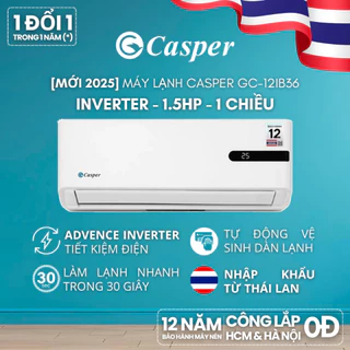 [Hannah Olala x Casper] Máy lạnh/ Điều hòa Casper Inverter ProAir 1 chiều 1.5HP GC-12IB36 - Bảo hành 3 năm
