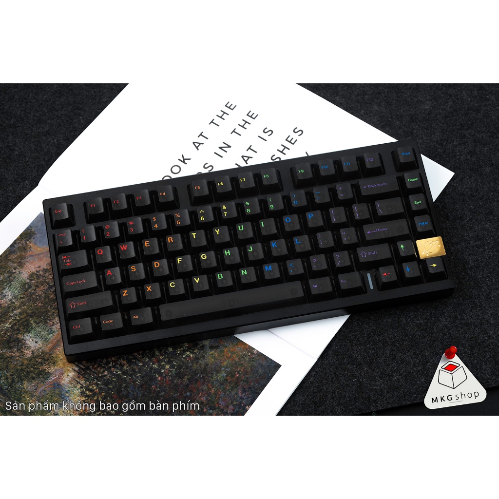 Keycap bàn phím cầu vồng Rainbow Font | Nhựa ABS in UV | Cherry profile | Nút bàn phím xuyên led trong suốt đen | BigBuy360 - bigbuy360.vn