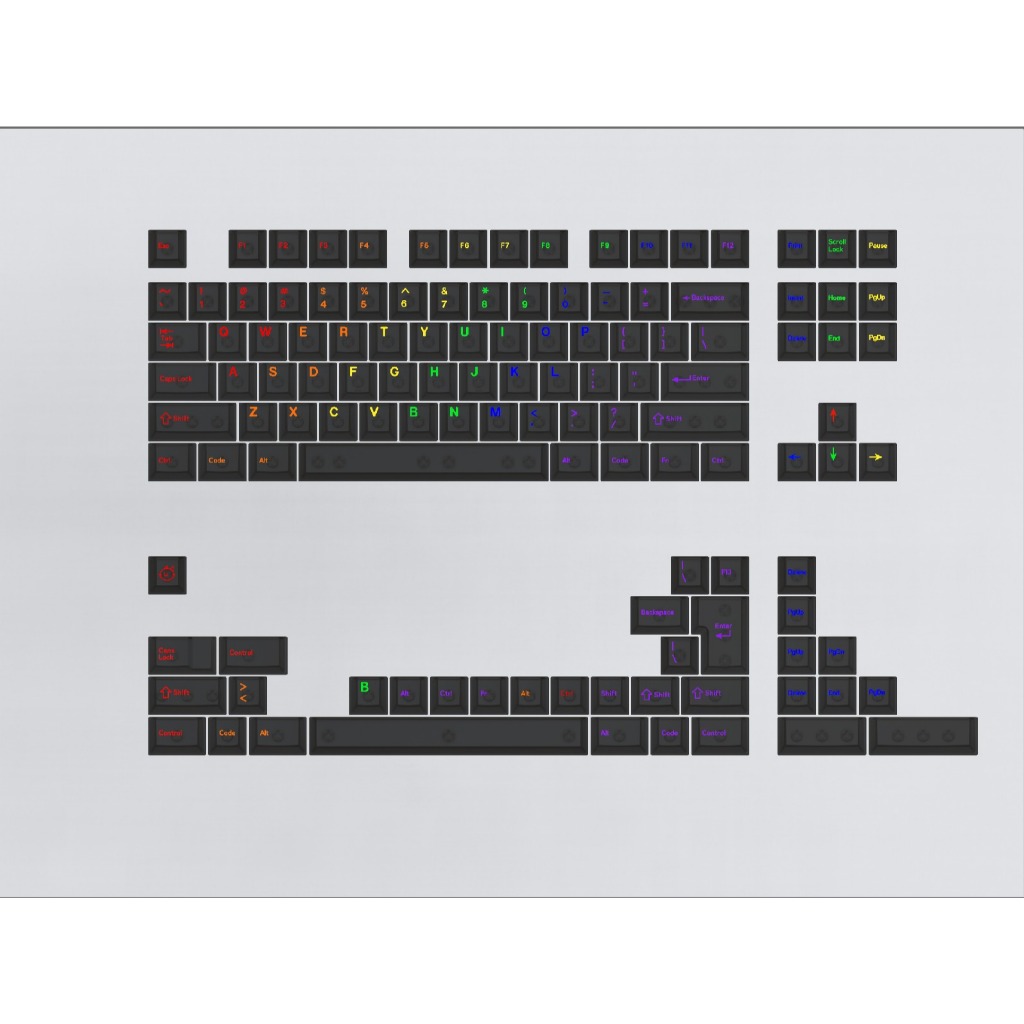 Keycap bàn phím cầu vồng Rainbow Font | Nhựa ABS in UV | Cherry profile | Nút bàn phím xuyên led trong suốt đen | BigBuy360 - bigbuy360.vn