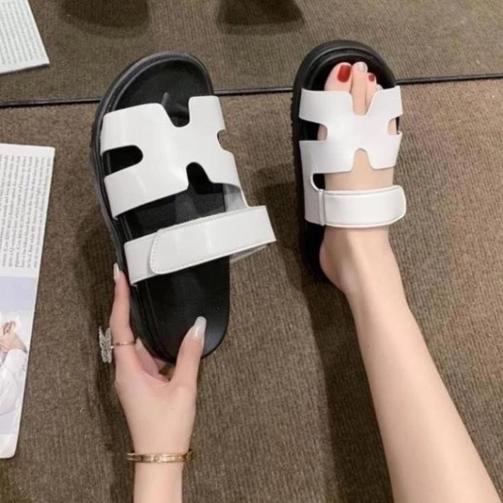 [ FULL SIZE NAM NỮ 35 - 43 ] Dép Lê Nam Nữ Chữ H Dép Quai Da Đế Bằng Mẫu Siêu Hót Sang Chảnh