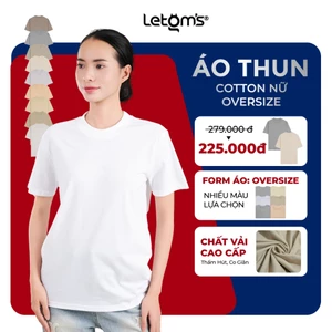 Áo Thun Nữ Form Rộng Oversize Cotton 2C LeTom's, Co Giãn Tốt, Nhiều Màu Basic, Không Mất Form