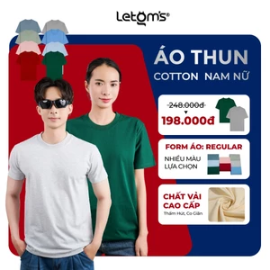 Áo thun unisex cotton 2C – Co giãn thoáng mát, cổ tròn basic, form regular, LeTom's, size S-3XL