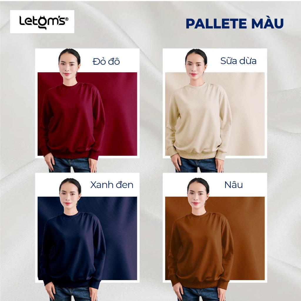 Áo Sweater Nữ Nỉ Chân Cua LeTom's, Form Oversize, Ấm Áp, Co Giãn, Nhiều Màu, Không Bai Nhão