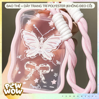 Bao Đựng Thẻ Nhân Viên Dọc Nhựa Mica Trong Suốt Phong Cách Hoạ Tiết Butterfly Nơ Ngôi Sao Thú Vị