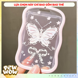 Bao Đựng Thẻ Nhân Viên Dọc Nhựa Mica Trong Suốt Phong Cách Hoạ Tiết Butterfly Nơ Ngôi Sao Thú Vị