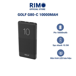 Sạc dự phòng Golf G80-C/G81-C dung lượng 10.000mAh/20.000mAh sạc được nhiều thiết bị - Màu đen