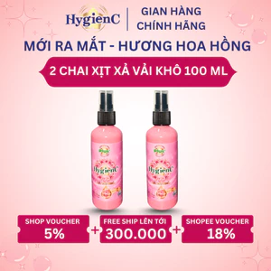 Combo 2 Chai Xịt Xả Vải Khô HygienC Plus 100ml/Chai - Hương Hoa Hồng (Dịu Dàng)