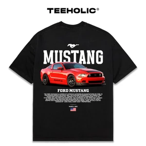 Áo Thun Nam Nữ TEEHOLIC Màu Đen Cotton Cao Cấp Xe Hơi Mustang Phong Cách Retro Y2K - THSI94