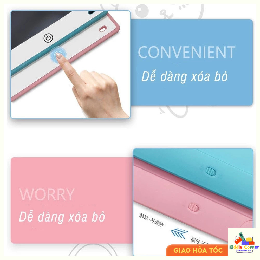 Bảng viết thông minh LCD đa sắc tự xóa 12/15 inch cho bé tập vẽ, tập viết