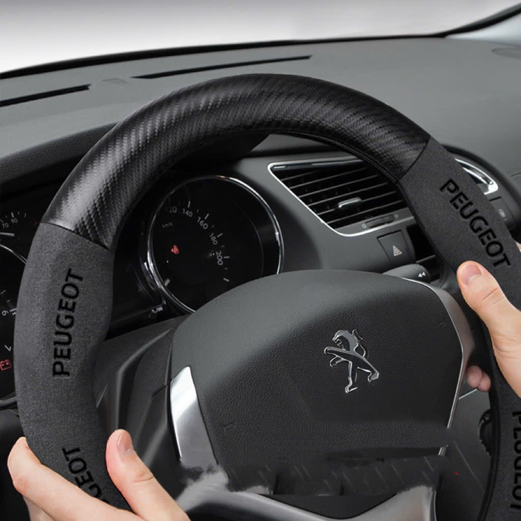 Vỏ bọc vô lăng xe hơi Peugeot 2008 3008 5008 408 loại carbon d cut 2 đầu có lỗ thông hơi thoáng khí cao cấp