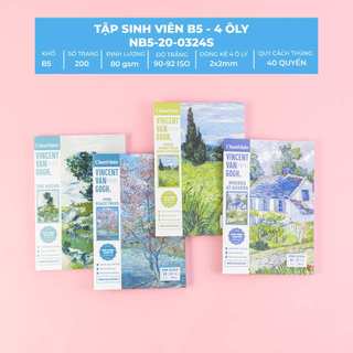 [GIẢM 5K]Combo 5/10 Tập 4 ÔLy A5 B5 Vangogh Classmate 80gsm Bìa Chống Nước, Tập Học Sinh 96/200 Trang Giấy Ăn Mực