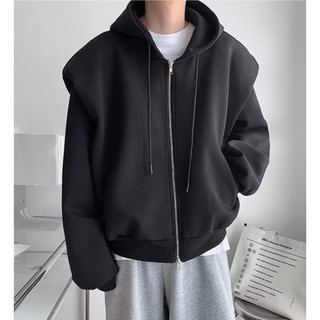 Áo khoác nam đen trơn dài tay có nón mặc đi nắng đi làm ngoài đường chất liệu nỉ 3 size 40-70kg k1