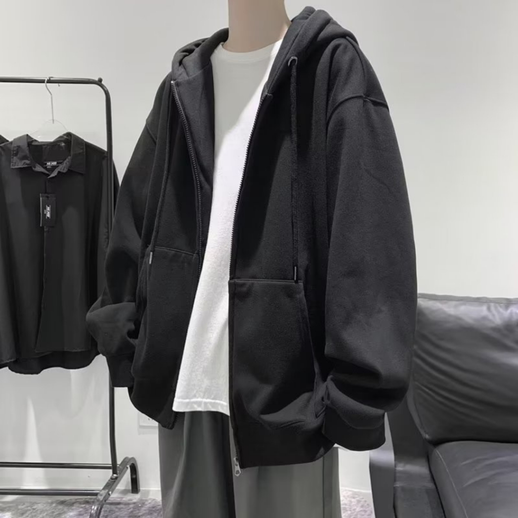 Áo Khoác Nỉ Hoodie Zip Trơn khóa kéo Nhiều Màu Form Rộng Unisex Nam Nữ L1