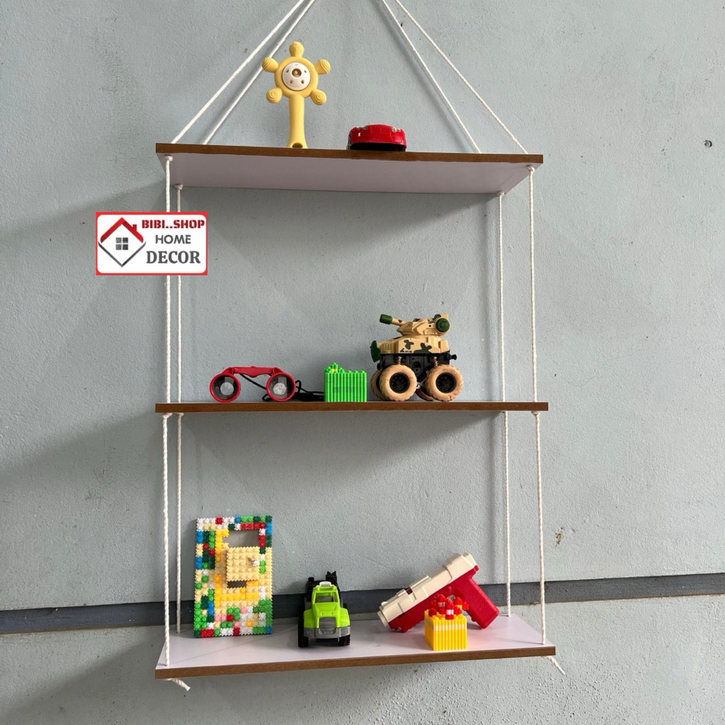Kệ Treo Tường Trang Trí Dây Thừng Vintage – Kệ Gỗ Decor Phòng Khách, Phòng Ngủ