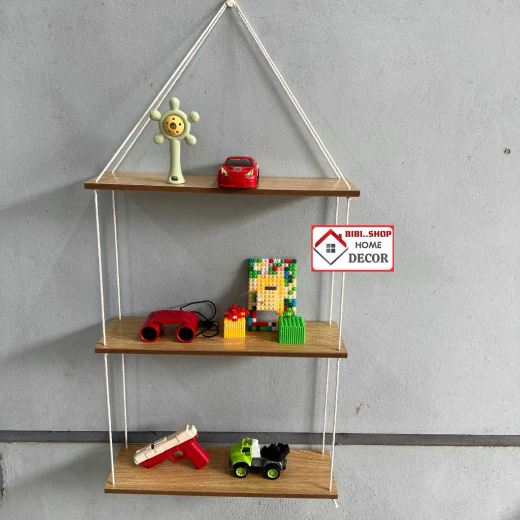 Kệ Treo Tường Trang Trí Dây Thừng Vintage – Kệ Gỗ Decor Phòng Khách, Phòng Ngủ