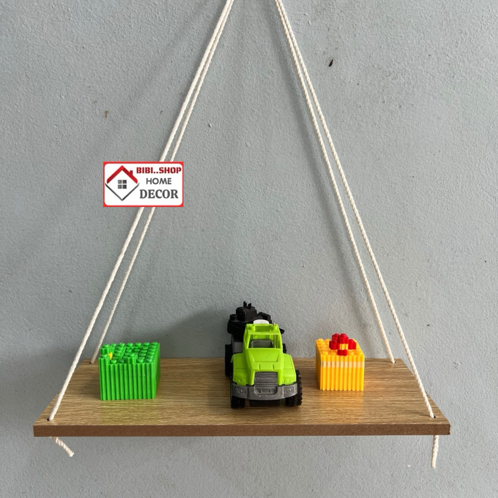 Kệ Treo Tường Trang Trí Dây Thừng Vintage – Kệ Gỗ Decor Phòng Khách, Phòng Ngủ