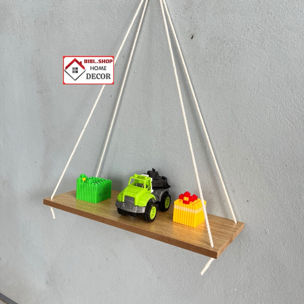 Kệ Treo Tường Trang Trí Dây Thừng Vintage – Kệ Gỗ Decor Phòng Khách, Phòng Ngủ