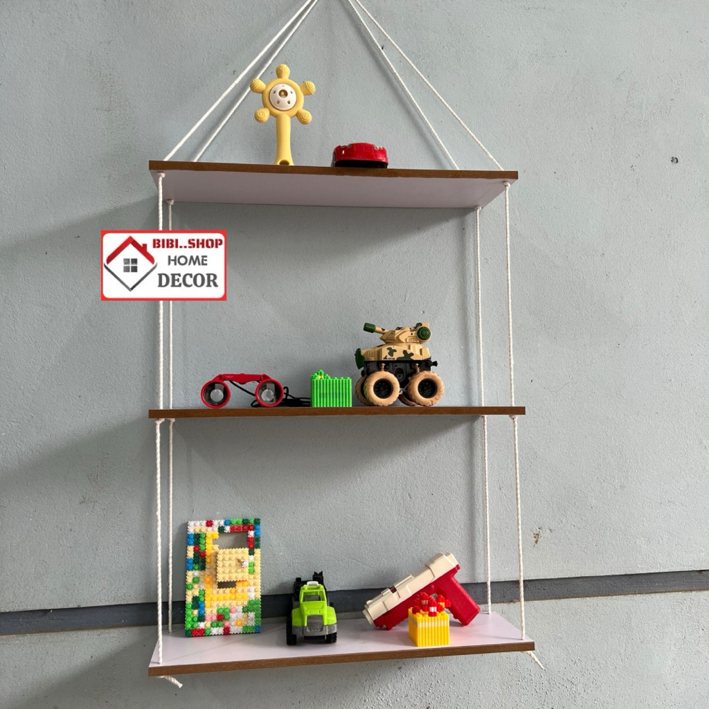 Kệ Treo Tường Trang Trí Dây Thừng Vintage – Kệ Gỗ Decor Phòng Khách, Phòng Ngủ