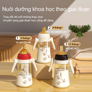 Youkebei Bình Sữa 3 Trong 1 Hình Tên Lửa - 300ml Chất liệu PPSU cao cấp, tay cầm chống trượt Công nghệ chống sặc an toàn