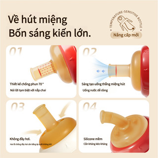 Youkebei Bình Sữa 3 Trong 1 Hình Tên Lửa - 300ml Chất liệu PPSU cao cấp, tay cầm chống trượt Công nghệ chống sặc an toàn